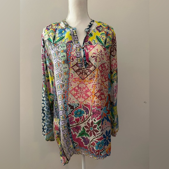 Johnny Was Belinda Silk Tunic XL NWOT multi print silk - Picture 3 of 14